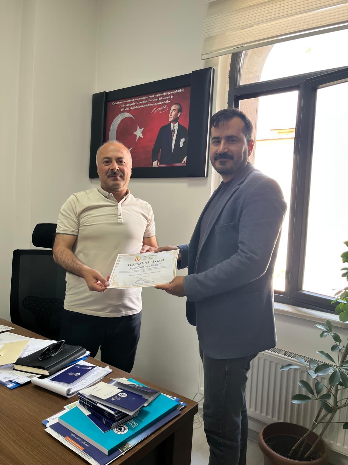 Eruh MYOdan Eğitime Destek Veren Kurum ve Eğitimcilere Teşekkür
