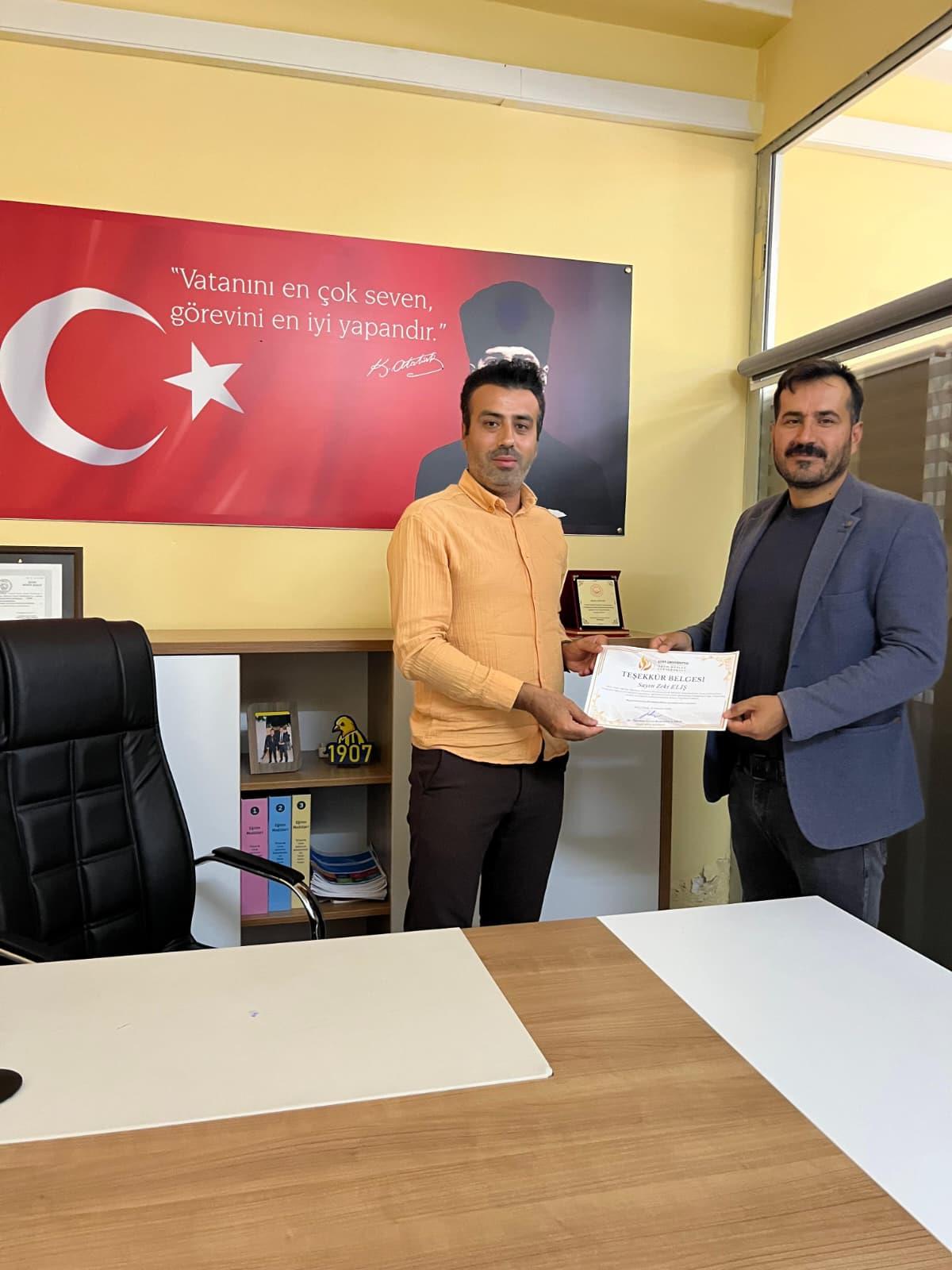 Eruh MYOdan Sosyal Hizmet Merkezi Personeline Teşekkür