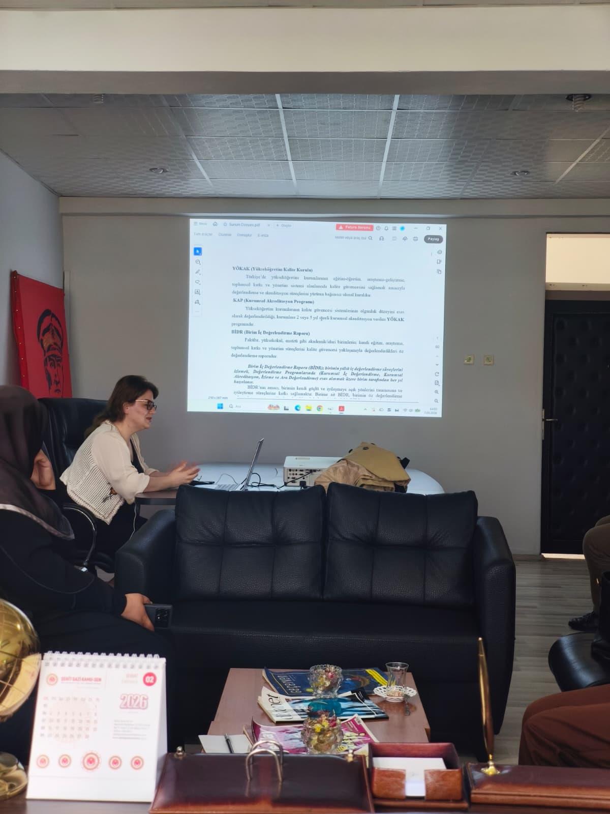 Kalite Koordinatörlüğü Tarafından Birimimize Eğitim Ziyareti Gerçekleştirildi